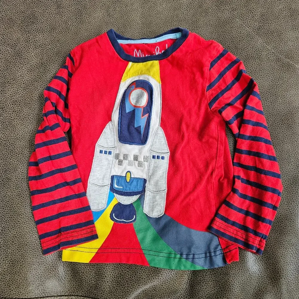 Mini Boden Boys Rocket Astronaut Dog Lift-the-Flap Long Sleeve Shirt 2-3Y